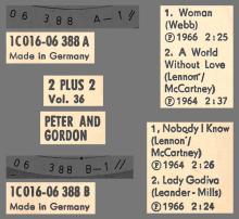 PETER AND GORDON - WOMAN ⁄ A WORLD WITHOUT LOVE ⁄ NOBODY I KNOW - 1C 016-06 388 - GERMANY - EP - pic 1