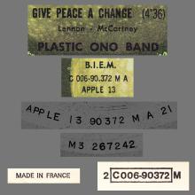 PLASTIC ONO BAND - JOHN LENNON - GIVE PEACE A CHANCE - FRANCE - 2C 006-90.372 M ⁄ APPLE 13 - pic 4