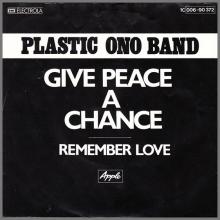 PLASTIC ONO BAND - JOHN LENNON - GIVE PEACE A CHANCE - GERMANY 1976 - 1C 006-90372 ⁄ APPLE 13 - pic 1