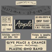 PLASTIC ONO BAND - JOHN LENNON - GIVE PEACE A CHANCE - ITALY - 3C 006-90372 M ⁄ QMSP 16457 - JUKE-BOX - pic 1
