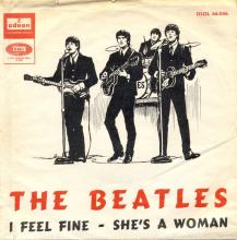 SPAIN 1964 12 05 - I FEEL FINE ⁄ SHE'S A WOMAN - SLEEVE 03 LABEL B - DSOL 66.046 -1 - pic 1