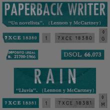 SPAIN 1966 07 26 - PAPERBACK WRITER ⁄ RAIN - SLEEVE 1 LABEL 1 GREEN - DSOL 66.073  - pic 1