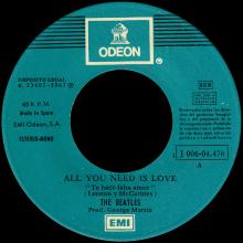 SPAIN 1967 08 08 - DSOL 66.080 - ALL YOU NEED IS LOVE ⁄ BABY YOU'RE A RICH MAN - SLEEVE 9 LABEL 2 - 1976 05 01 - 1 J 006-04.476 - pic 1
