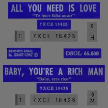SPAIN 1967 08 08 - DSOL 66.080 - ALL YOU NEED IS LOVE ⁄ BABY YOU'RE A RICH MAN - SLEEVE 2 LABEL 1  - pic 1