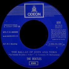 SPAIN 1969 07 15 - THE BALLAD OF JOHN AND YOKO ⁄ OLD BROWN SHOE - SLEEVE 1 LABEL 1 - 1 J 006-04.108 M - pic 1
