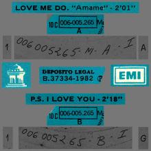 SPAIN 1982 10 00 - 10C 006-05.265 M - LOVE ME DO ⁄ P.S. I LOVE YOU - SLEEVE 1 LABEL 1 - pic 1