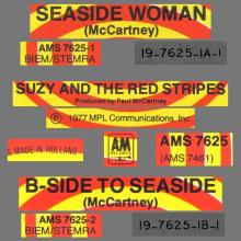 SUZY AND THE RED STRIPES - 1977 05 00 - SEASIDE WOMAN ⁄ B-SIDE TO SEASIDE - A&M AMS 7625 - HOLLAND - pic 4