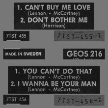 SWEDEN 1964 03 23 - GEOS 216 - CAN'T BUY ME LOVE - pic 4