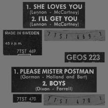 SWEDEN 1964 10 01 - GEOS 223 - SHE LOVES YOU - pic 1