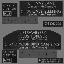 SWEDEN 1967 05 00 - GEOS 265 - PENNY LANE - pic 1