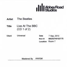 UK - 2013 09 07 - THE BEATLES - LIVE AT THE BBC - ABBEY ROAD STUDIOS - UNIVERSAL - PROMO - 2X CDR - pic 1