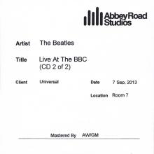 UK - 2013 09 07 - THE BEATLES - LIVE AT THE BBC - ABBEY ROAD STUDIOS - UNIVERSAL - PROMO - 2X CDR - pic 1
