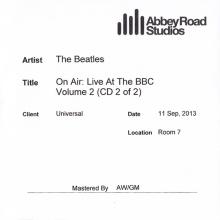 UK - 2013 09 11 - THE BEATLES - ON AIR LIVE AT THE BBC - ABBEY ROAD STUDIOS - UNIVERSAL - 2X CDR - PROMO - pic 1