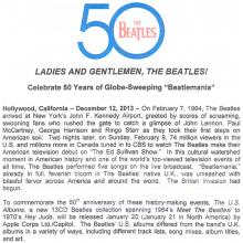 2014 01 20 THE BEATLES U.S. ALBUMS - 50 YEARS OF GLOBE BEATLEMANIA - Press info - UK - pic 1