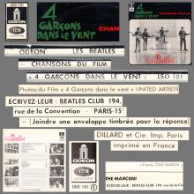 THE BEATLES DISCOGRAPHY FRANCE 1964 09 11 LES BEATLES 4 GARÇONS DANS LE VENT - D  - 1966 03 10 - BLACK EMI ODEON LSO 101 - pic 6