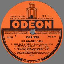 THE BEATLES DISCOGRAPHY FRANCE 1965 01 26 LES BEATLES 1965 - A - ORANGE ODEON OSX 228  - pic 10