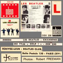 THE BEATLES DISCOGRAPHY FRANCE 1965 09 01 LES BEATLES CHANSONS DU FILM HELP  - A - B - BLUE ODEON OSX 230  - pic 6