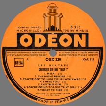 THE BEATLES DISCOGRAPHY FRANCE 1965 09 01 LES BEATLES CHANSONS DU FILM HELP  - C - ORANGE ODEON OSX 230  - pic 1