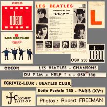 THE BEATLES DISCOGRAPHY FRANCE 1965 09 01 LES BEATLES CHANSONS DU FILM HELP  - C - ORANGE ODEON OSX 230  - pic 6