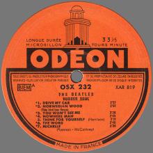 THE BEATLES DISCOGRAPHY FRANCE 1965 12 21 RUBBER SOUL - B - C - ORANGE ODEON OSX 232 - pic 5