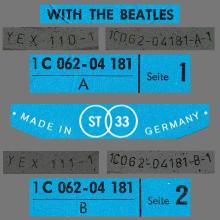 THE BEATLES DISCOGRAPHY GERMANY 1963 12 00  WITH THE BEATLES - E - 1973 - BLUE ODEON - 1C 062-04.181 - pic 5