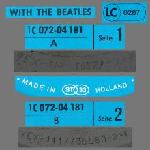 THE BEATLES DISCOGRAPHY GERMANY 1963 12 00  WITH THE BEATLES - F - 1977 - BLUE ODEON - 1C 072-04.181- 400.001 - pic 5