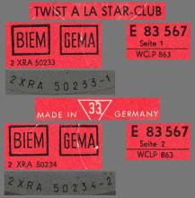 THE BEATLES DISCOGRAPHY GERMANY 1964 00 00 TWIST A LA STARCLUB - ELECTROLA HMV - E 83 567 - WCLP 863 - pic 5