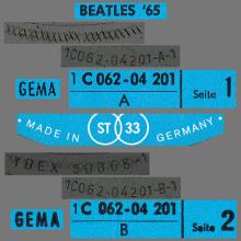 THE BEATLES DISCOGRAPHY GERMANY 1965 06 00 BEATLES' 65 - C - 1969 - BLUE ODEON - 1C 062-04 201 - pic 5