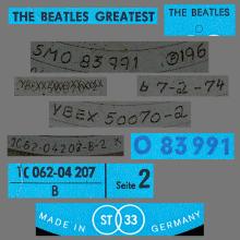 THE BEATLES DISCOGRAPHY GERMANY 1965 07 00 THE BEATLES' GREATEST - F - BLUE LABEL - 1C 062-04207 - MFP - pic 6