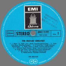 THE BEATLES DISCOGRAPHY GERMANY 1965 07 00 THE BEATLES' GREATEST - D - BLUE ODEON LABEL - SMO 73991 - pic 3