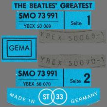 THE BEATLES DISCOGRAPHY GERMANY 1965 07 00 THE BEATLES' GREATEST - D - BLUE ODEON LABEL - SMO 73991 - pic 5