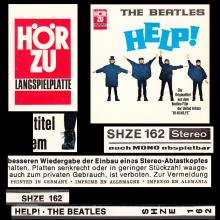 THE BEATLES DISCOGRAPHY GERMANY 1965 08 00 HELP ! - G - HÖR ZU RED LABEL - SHZE 162 - pic 6