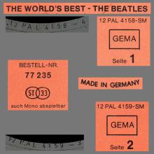 THE BEATLES DISCOGRAPHY GERMANY 1968 07 00 THE WORLD' S BEST THE BEATLES  - A-5 - S*R INTERNATIONAL - 77235 - pic 5