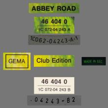 THE BEATLES DISCOGRAPHY GERMANY 1969 09 29 ABBEY ROAD - L - 1983 09 00 - APPLE - CLUB EDITION 46404 0 - 1C 072-04 243 - pic 1