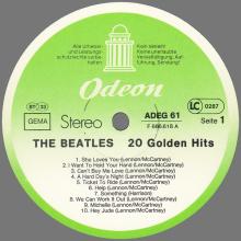 THE BEATLES DISCOGRAPHY GERMANY 1979 00 00 THE BEATLES 20 GOLDEN HITS - B - 1 - NEW GREEN ODEON LABEL - ARCADE - ADEG 61 - pic 1
