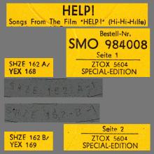 THE BEATLES DISCOGRAPHY SWITZERLAND 1965 08 00 HELP ! - A - EXPORT SWISS YELLOW ODEON - SMO 84 008 - pic 5