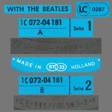 THE BEATLES DISCOGRAPHY HOLLAND 1963 12 00 - WITH THE BEATLES - Z - 1977 - BLUE ODEON - 1C 072-04.181- 400.001 - pic 5