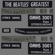 THE BEATLES DISCOGRAPHY HOLLAND 1967 01 06 - 1973 - BEATLES' GREATEST - BLACK ODEON - OMHS 3001 - pic 5