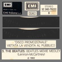 THE BEATLES DISCOGRAPHY ITALY 1982 11 11 BEATLES MOVIE MEDLEY - EMI 3C 040-79222 - PROMO 12" 45RPM - pic 5