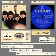 THE BEATLES DISCOGRAPHY SPAIN 1965 01 04 ⁄ 1965 BEATLES FOR SALE - PSCL 5252 - pic 5