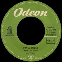 THE BEATLES DISCOGRAPHY SWITZERLAND - ODEON - O 22 915 - ROCK AND ROLL MUSIC ⁄ I'M A LOSER - GREEN LABEL - pic 5