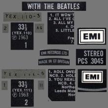 THE BEATLES DISCOGRAPHY UK 1963 11 22 WITH THE BEATLES - STEREO PCS 3045 -G -TWO WHITE EMI LOGO LABEL - BC 13 - pic 5