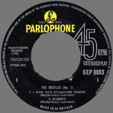 THE BEATLES DISCOGRAPHY UK - 1963 11 01 - THE BEATLES (No.1) - GEP 8883 - A - PARLOPHONE - pic 1