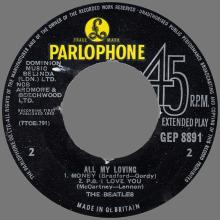 THE BEATLES DISCOGRAPHY UK - 1964 02 07 - ALL MY LOVING - GEP 8891 - b c - PARLOPHONE GRAMOPHONE - pic 7