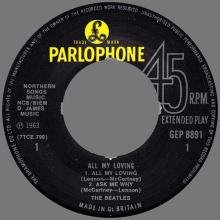 THE BEATLES DISCOGRAPHY UK - 1964 02 07 - ALL MY LOVING - GEP 8891 - b c - PARLOPHONE GRAMOPHONE - pic 6