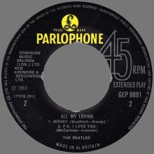 THE BEATLES DISCOGRAPHY UK - 1964 02 07 - ALL MY LOVING - GEP 8891 - b c - PARLOPHONE GRAMOPHONE - pic 8