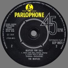 THE BEATLES DISCOGRAPHY UK - 1965 04 06 - BEATLES FOR SALE - GEP 8931 - a k - PARLOPHONE - EMI RECORDS - pic 8