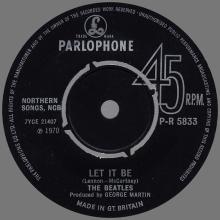 1960 - 1970 - EXPORT RECORD - 1970 03 06 - P-R 5833 - LET IT BE ⁄ YOU KNOW MY NAME - pic 1