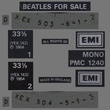 THE BEATLES DISCOGRAPHY UK 1964 12 04 - BEATLES FOR SALE - MONO PMC 1240 - C - TWO SILVER EMI LOGOS - pic 5