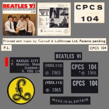 THE BEATLES DISCOGRAPHY UK 1965 06 14 BEATLES VI - CPCS 104 - EXPORT 1966 - A - pic 5